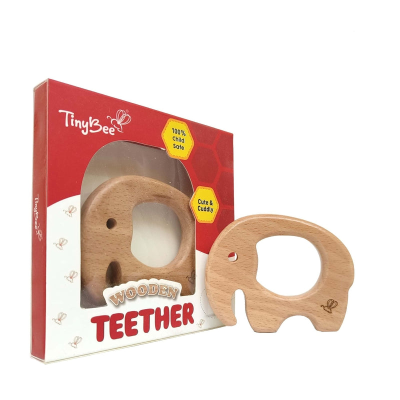 Set of 3 Wooden Teether (6-12 Months) | Elephant, Whale & Triangular