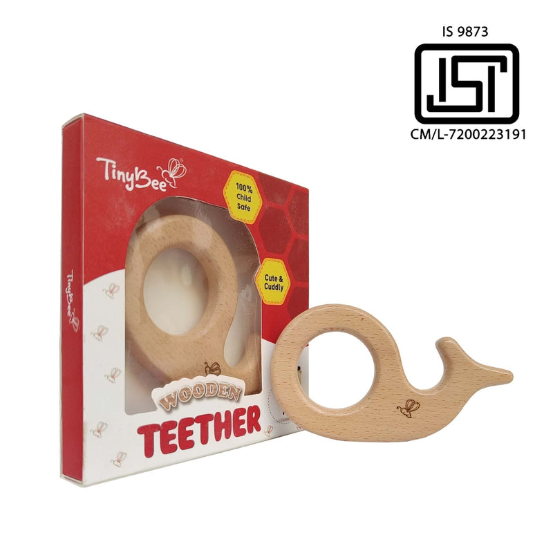 Set of 3 Wooden Teether (6-12 Months) | Elephant, Whale & Triangular