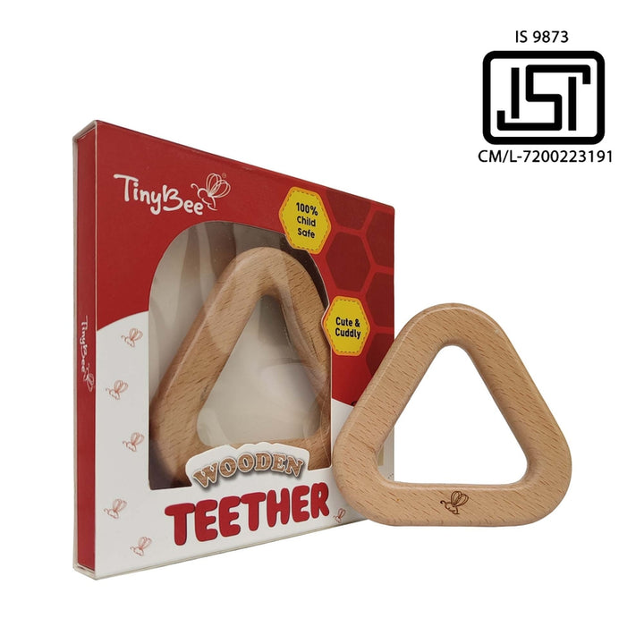 Set of 3 Wooden Teether (6-12 Months) | Elephant, Whale & Triangular