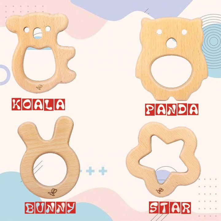 Set of 4 Different Shapes Wooden Teether (6-12 Months)