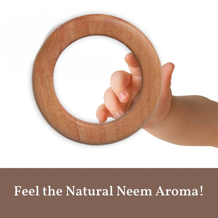 Neem Wooden Teether for Toddlers 2 Pcs (Apple and Circle)