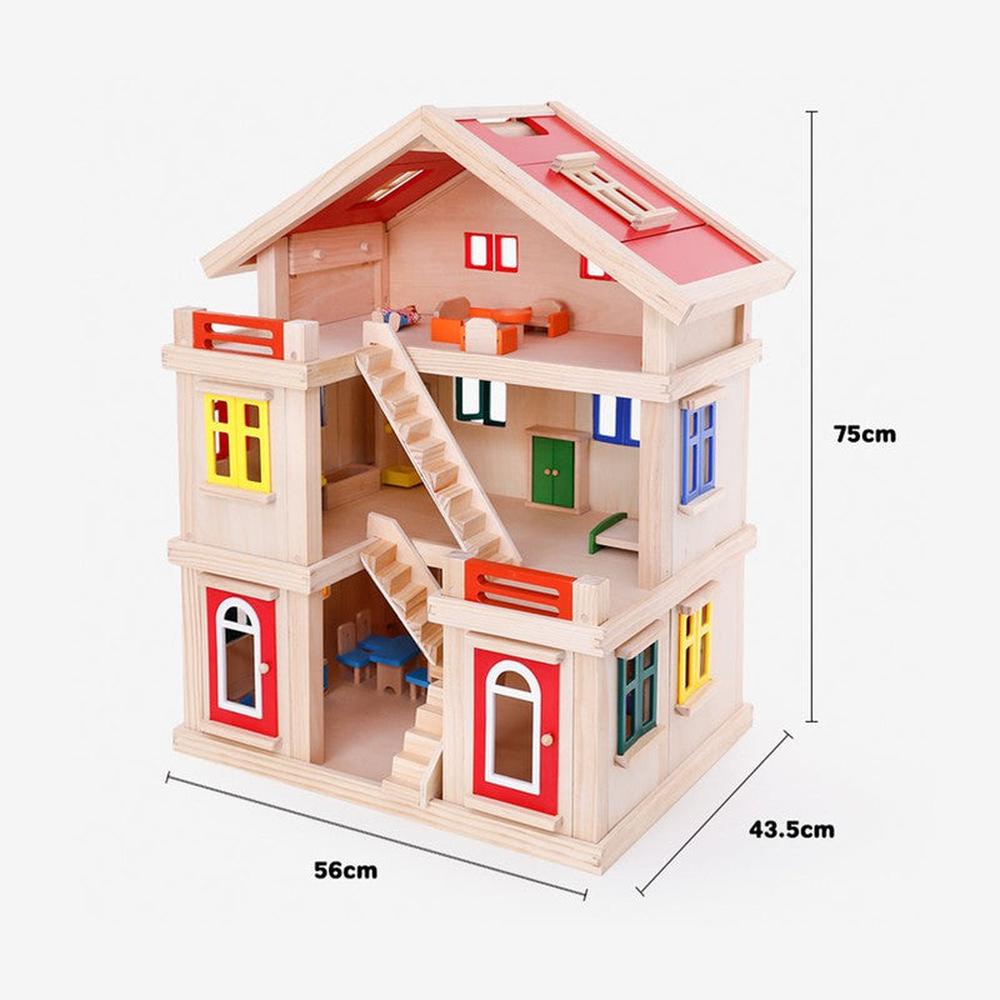 Playwell Wooden 3-Level Doll House Big Playset (3-8 Years)
