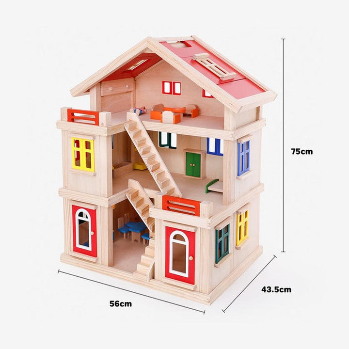 Playwell Wooden 3-Level Doll House Big Playset (3-8 Years)