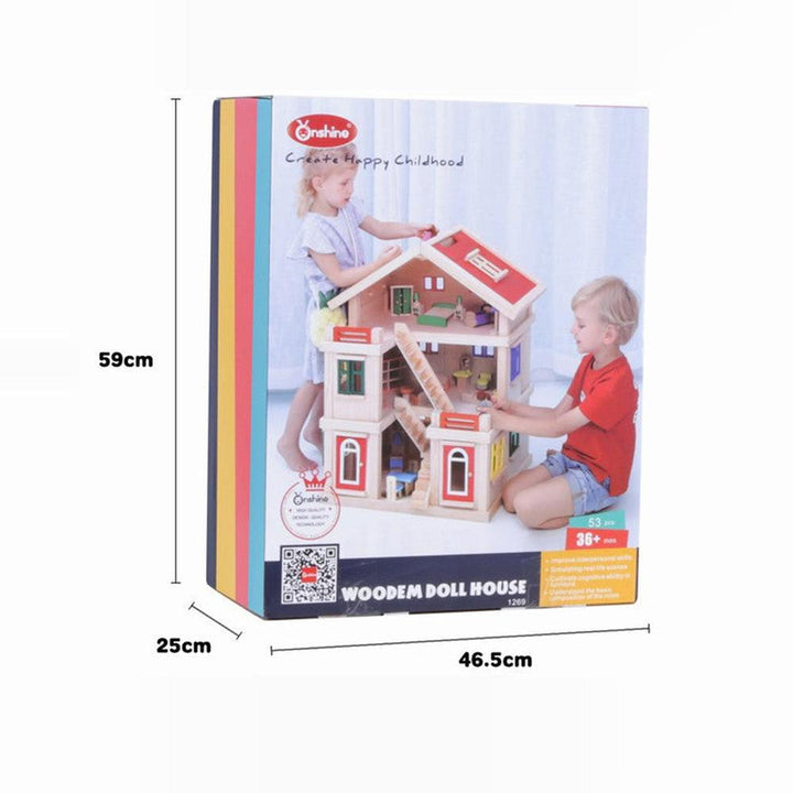 Playwell Wooden 3-Level Doll House Big Playset (3-8 Years)
