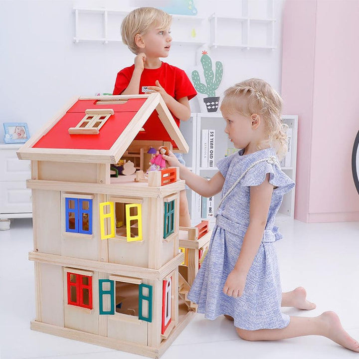 Playwell Wooden 3-Level Doll House Big Playset (3-8 Years)