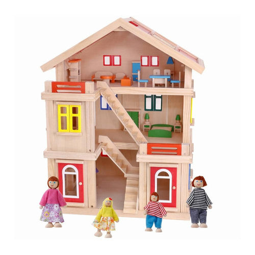 Playwell Wooden 3-Level Doll House Big Playset (3-8 Years)