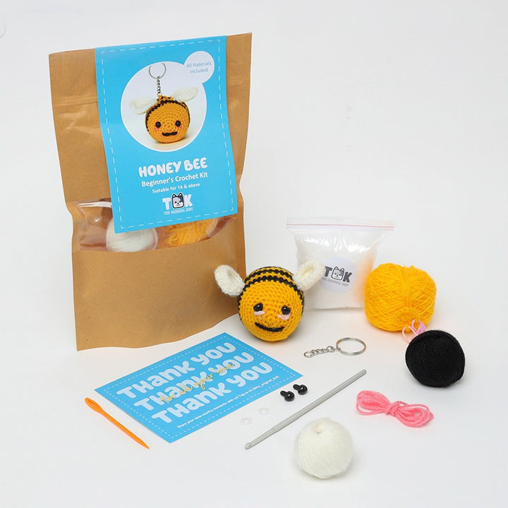 Beginner's Crochet Kit (Keychain Making Kit) - Honey Bee