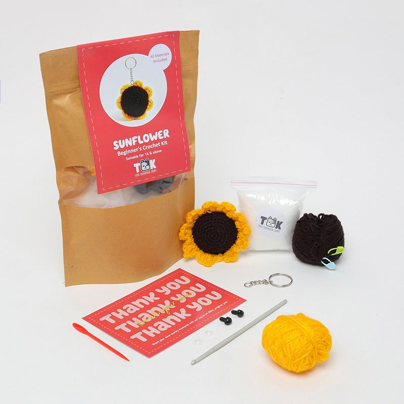 Beginner's Crochet Kit (Keychain Making Kit) - Sunflower