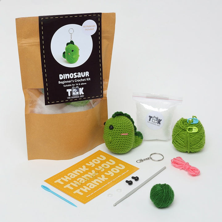 Beginner's Crochet Kit (Keychain Making Kit) - Dinosaur