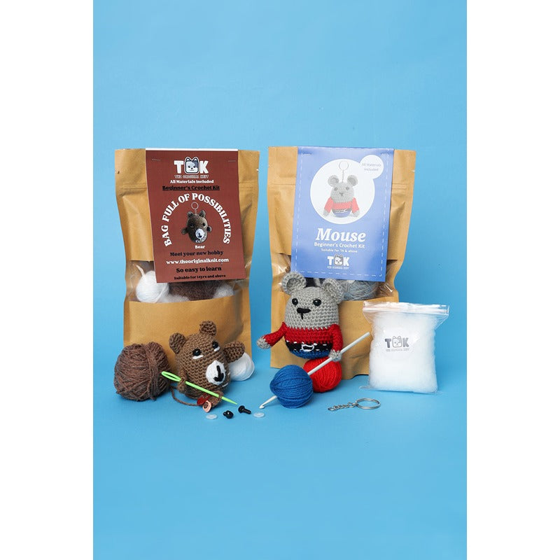 Beginner's Crochet Kit (Set of 2) - Mouse & Bear