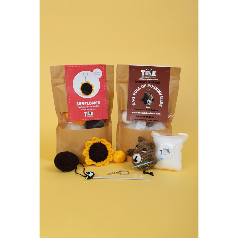 Beginner's Crochet Kit (Set of 2) - Sunflower & Round Bear