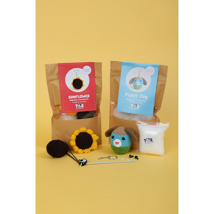 Beginner's Crochet Kit (Set of 2) - Sunflower & Puppy Dog