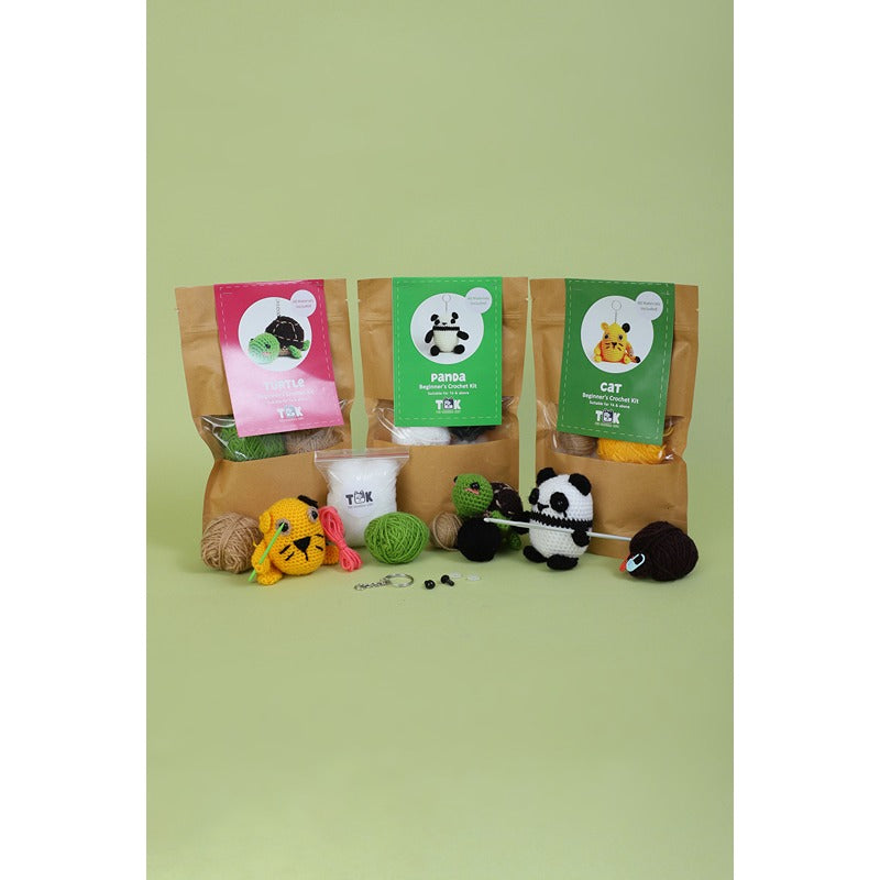 Beginner's Crochet Kit (Set of 3) - Little Panda, Turtle & Cat