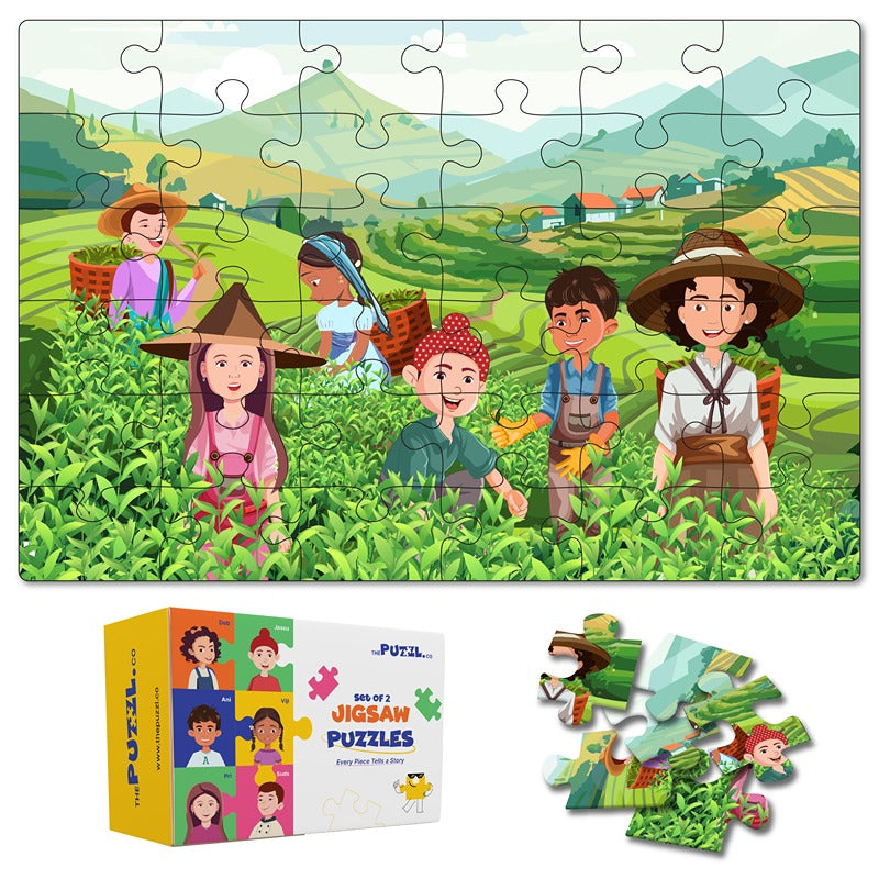 Vacations Set of 2 Jigsaw Puzzles - Tea Garden + Desert