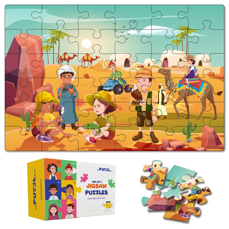 Vacations Set of 2 Jigsaw Puzzles - Tea Garden + Desert