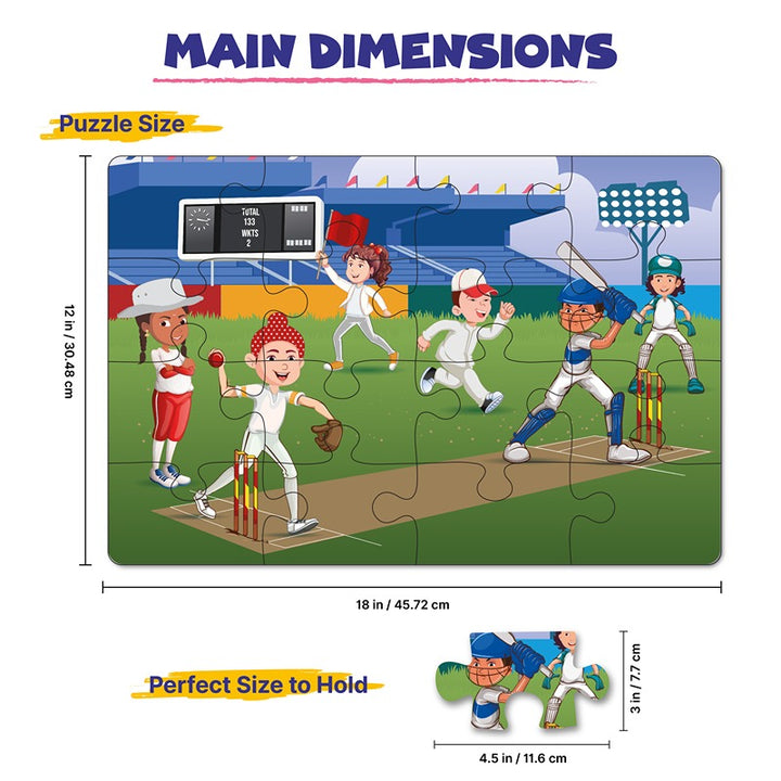 Sports Set of 2 Jigsaw Puzzles - Cricket + Hockey