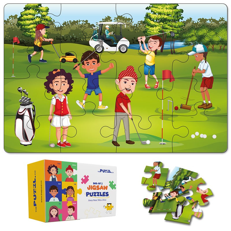 Sports Set of 2 Jigsaw Puzzles - Tennis + Golf