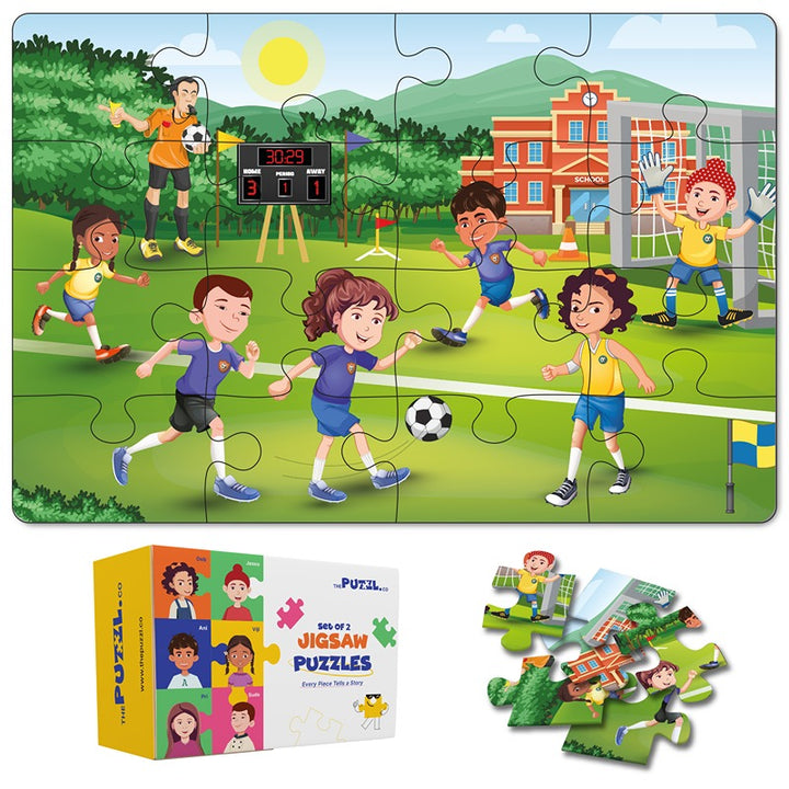 Sports Set of 2 Jigsaw Puzzles - Basketball + Football