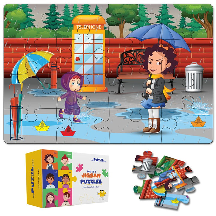 Seasons Set of 2 Jigsaw Puzzles - Winter + Monsoon