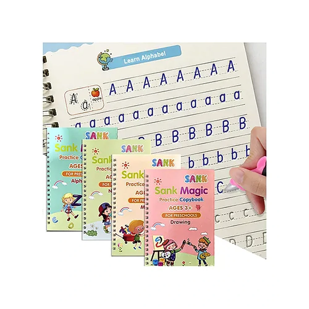 Magic Practice Copybook for Kids, Calligraphy Pens (Four Copybook and Magic Pens) (Print may vary)