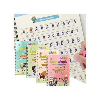 Magic Practice Copybook for Kids, Calligraphy Pens (Four Copybook and Magic Pens) (Print may vary)