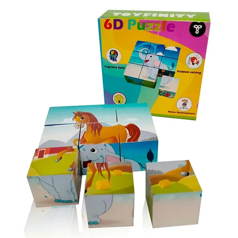 Wooden 6D 9 Pieces Cubes Block, Educational Puzzle Play Set