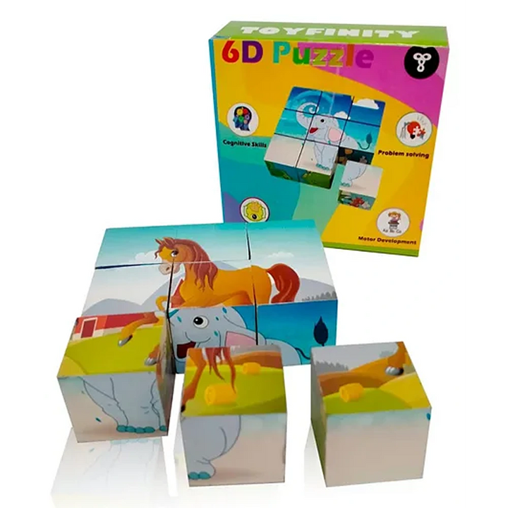 Wooden 6D 9 Pieces Cubes Block, Educational Puzzle Play Set