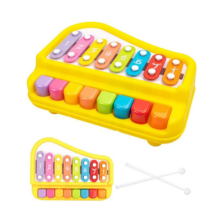 2 in 1 Piano Xylophone Musical Instrument with 8 Key Scales (Assorted colour and Print)