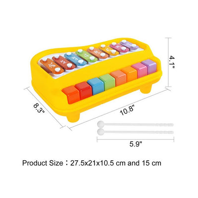 2 in 1 Piano Xylophone Musical Instrument with 8 Key Scales (Assorted colour and Print)