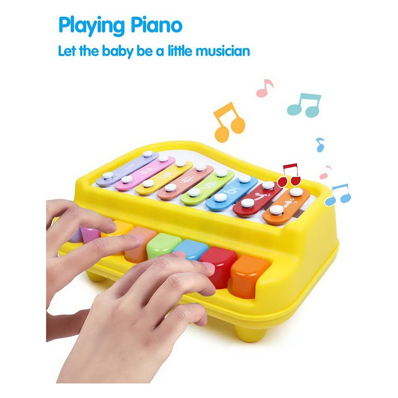 2 in 1 Piano Xylophone Musical Instrument with 8 Key Scales (Assorted colour and Print)