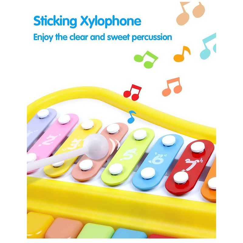 2 in 1 Piano Xylophone Musical Instrument with 8 Key Scales (Assorted colour and Print)