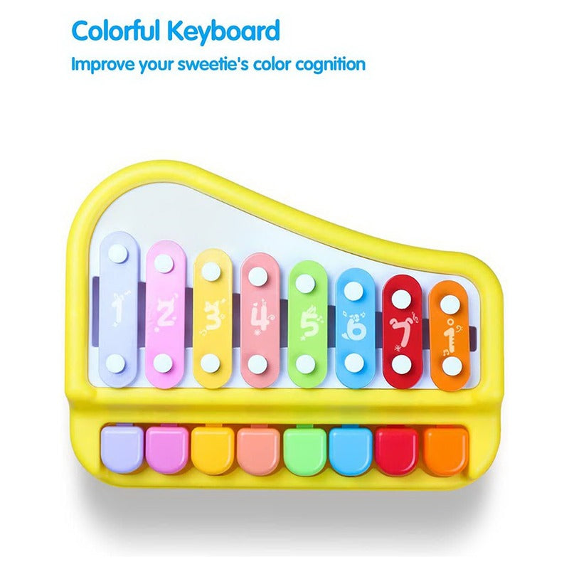 2 in 1 Piano Xylophone Musical Instrument with 8 Key Scales (Assorted colour and Print)