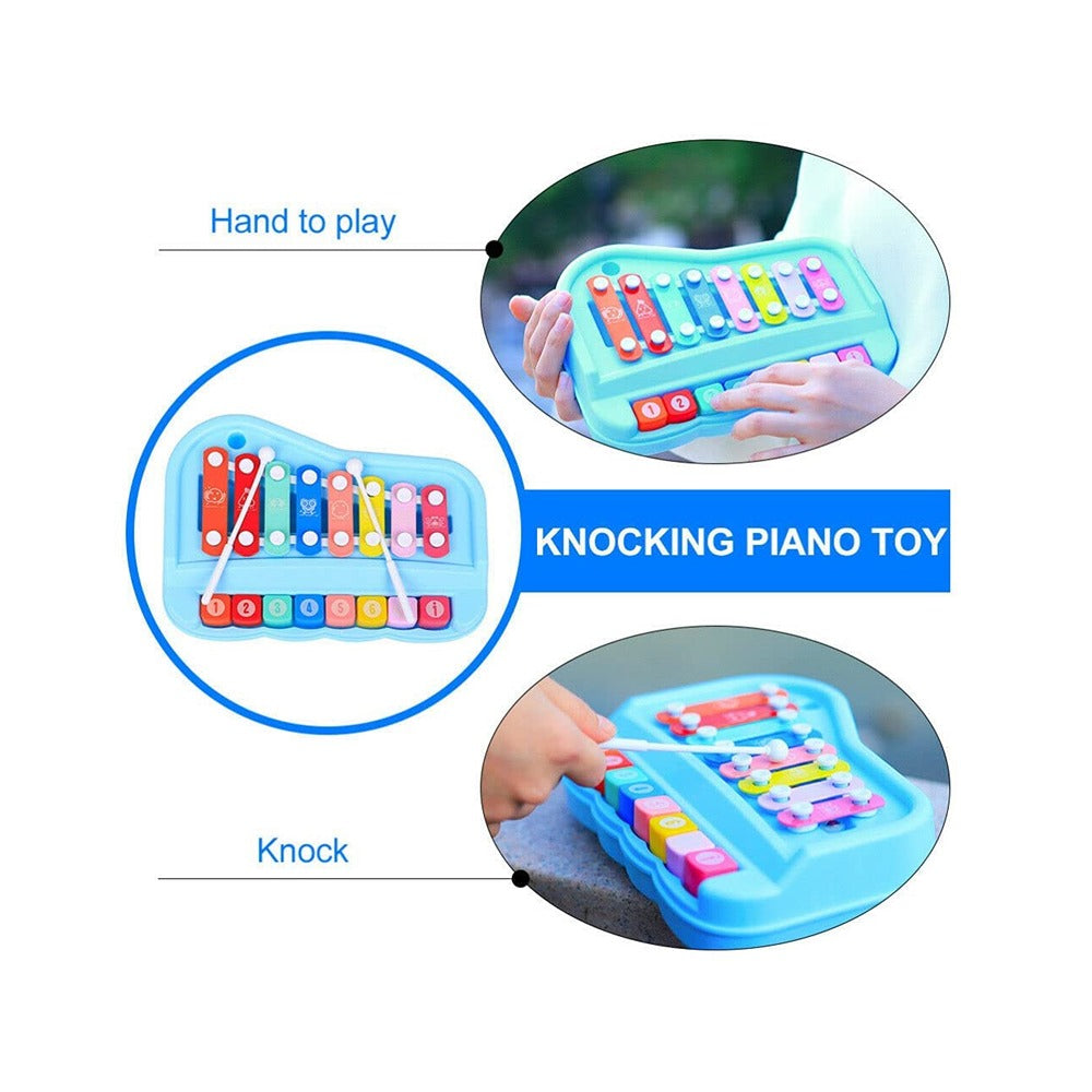 2 in 1 Piano Xylophone Musical Instrument with 8 Key Scales (Assorted colour and Print)