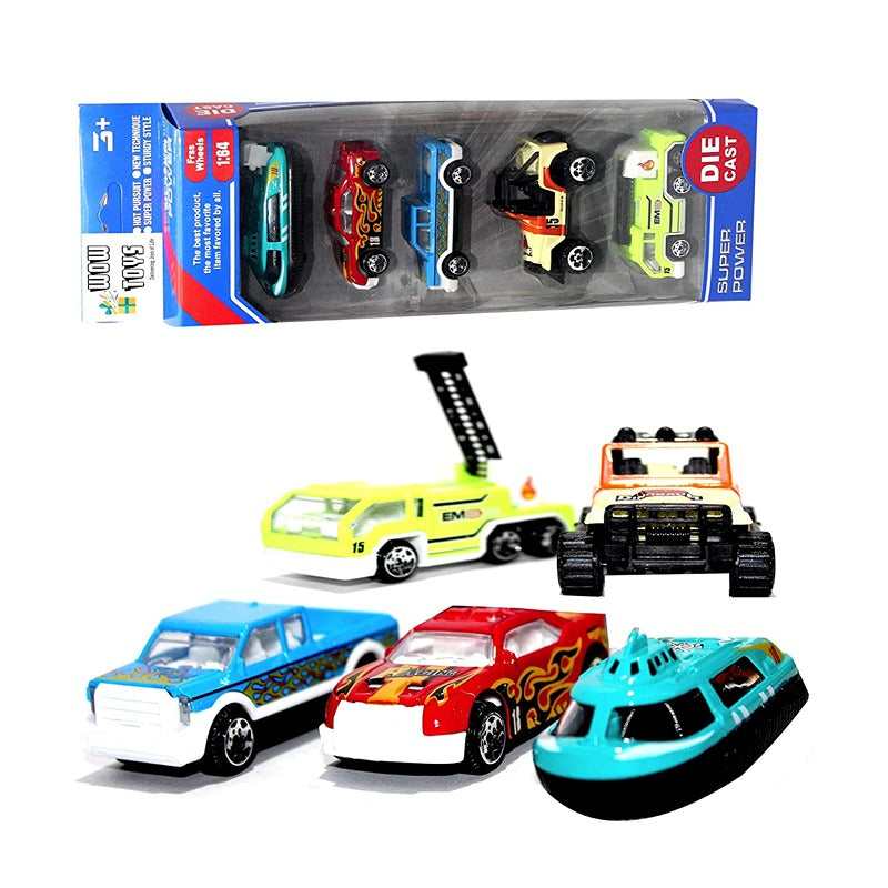 Die Cast Friction City Cars | Pack of 5 Mini Cars| 1:64 Scale Model | Assorted colour and Print