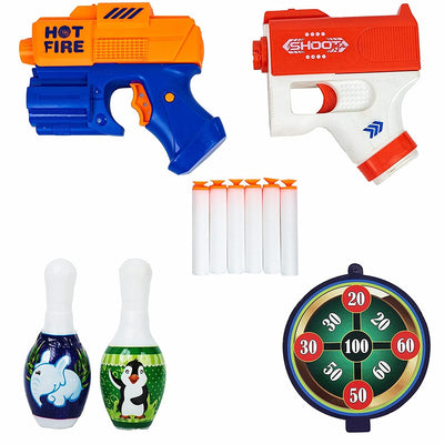 Manual Soft Bullet Gun with 6 Foam Bullets, Set of Two Compact & Light Toy