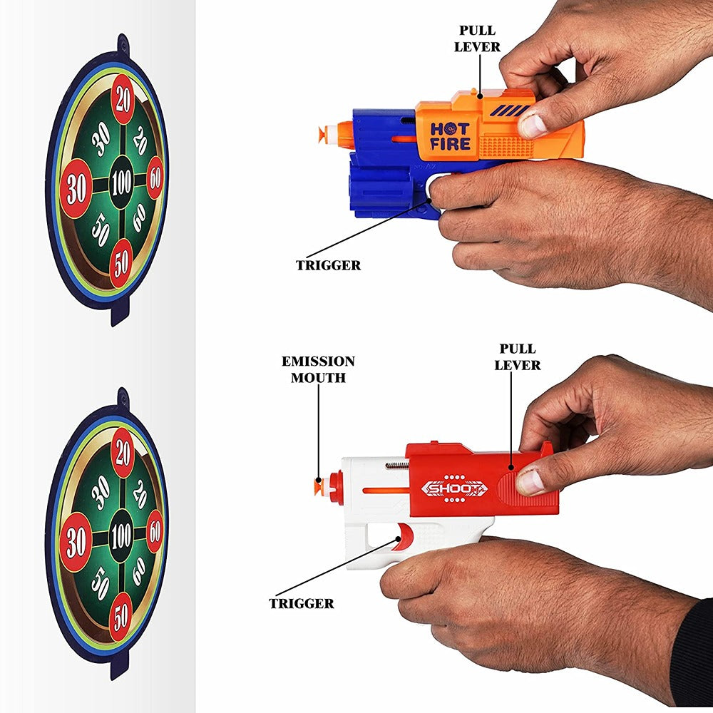 Manual Soft Bullet Gun with 6 Foam Bullets, Set of Two Compact & Light Toy