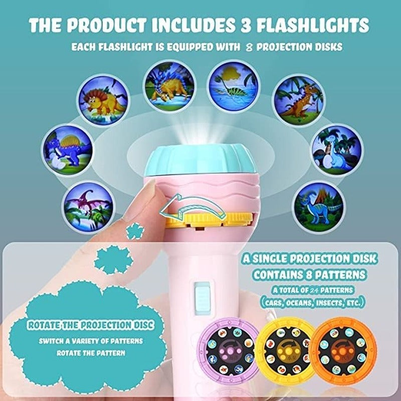 3 Slides Flashlight Projector Torch for Kids  (Random Slides) (Projector Torch)