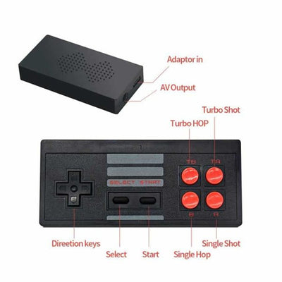 Plug & Play Wireless Video Game (8 bit Retro Built-in Games) for 2 Players- Assorted Colours