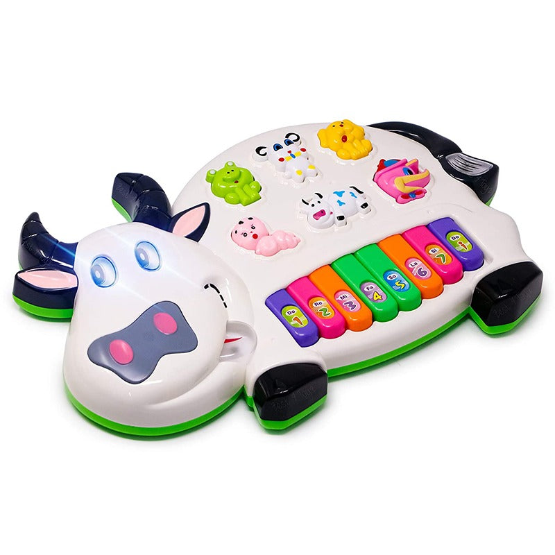 Cow Musical Piano with 3 Modes Animal Sounds, Flashing Lights & Wonderful Music - Multi