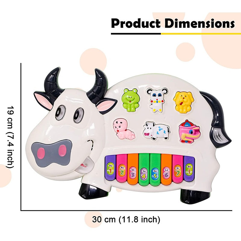 Cow Musical Piano with 3 Modes Animal Sounds, Flashing Lights & Wonderful Music - Multi