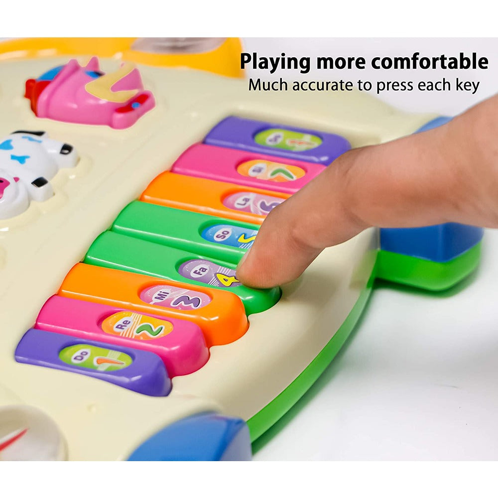 Plastic Cow Musical Piano with 3 Modes Animal Sounds, Flashing Lights & Wonderful Music