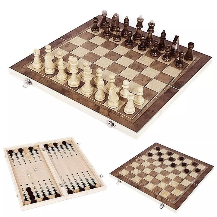 Foldable Wooden Chess Board Set