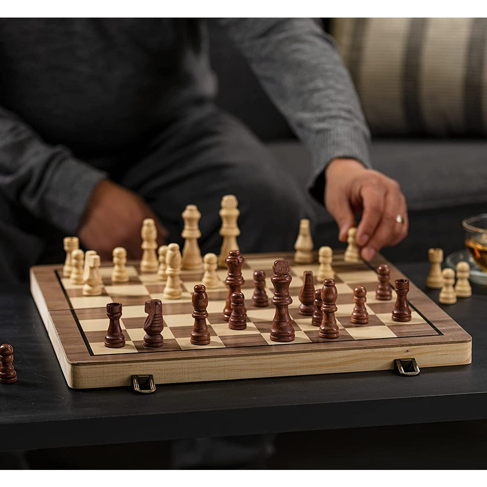 Foldable Wooden Chess Board Set