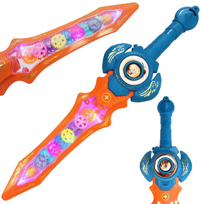 Electric Moving Gear Sword Toy with Colorful Lights and Music