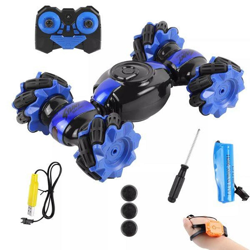 Remote Control Double Flip Stunt Car - 360 Degree Rotating (Pack of 1, Blue)