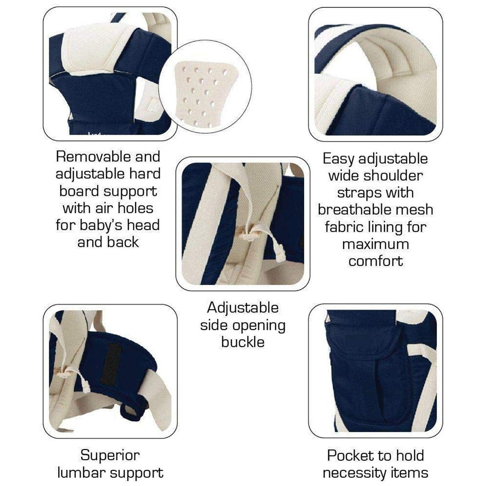 Soft Baby Carrier 4 in 1 Position with Comfortable Head Support & Buckle Straps