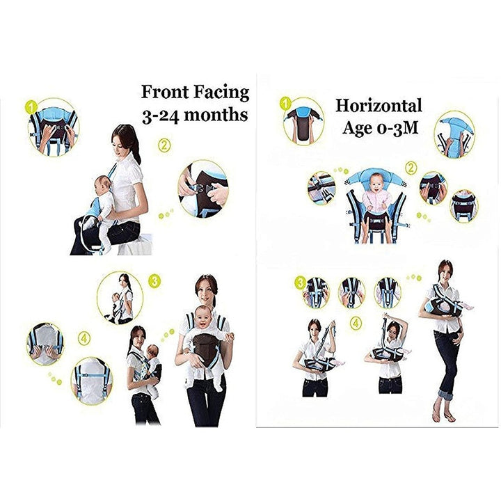 Soft Baby Carrier 4 in 1 Position with Comfortable Head Support & Buckle Straps