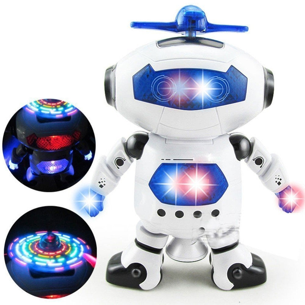 Stylish Dancing Robot with 3D Lights and Music (White)