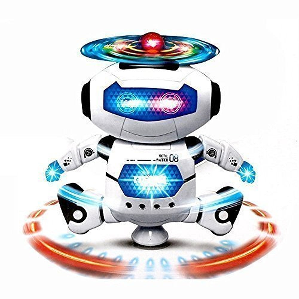 Stylish Dancing Robot with 3D Lights and Music (White)