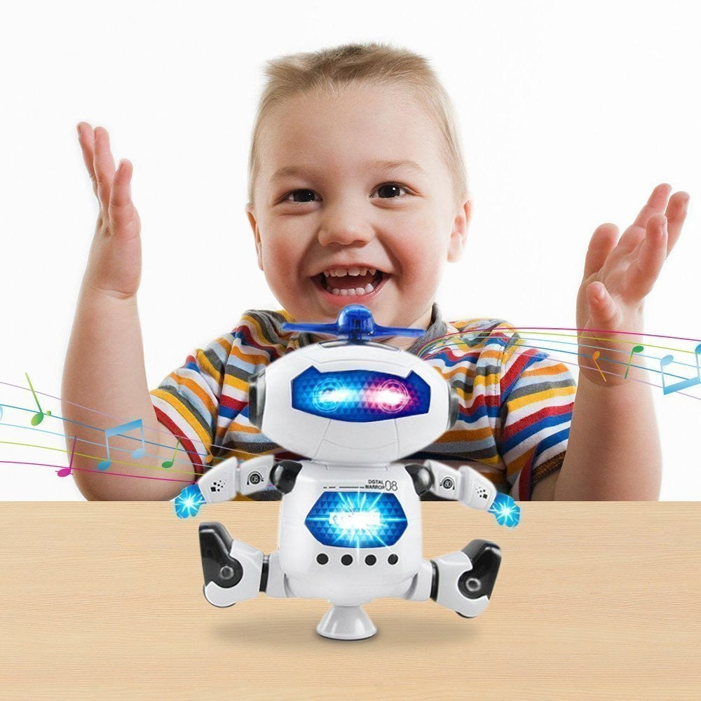 Stylish Dancing Robot with 3D Lights and Music (White)